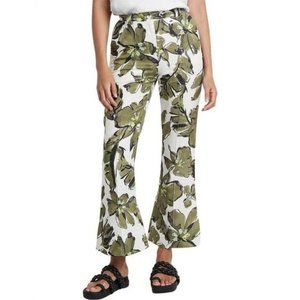 Aje Green Oasis Olive Leaf Relaxed Flare Pant Size 6